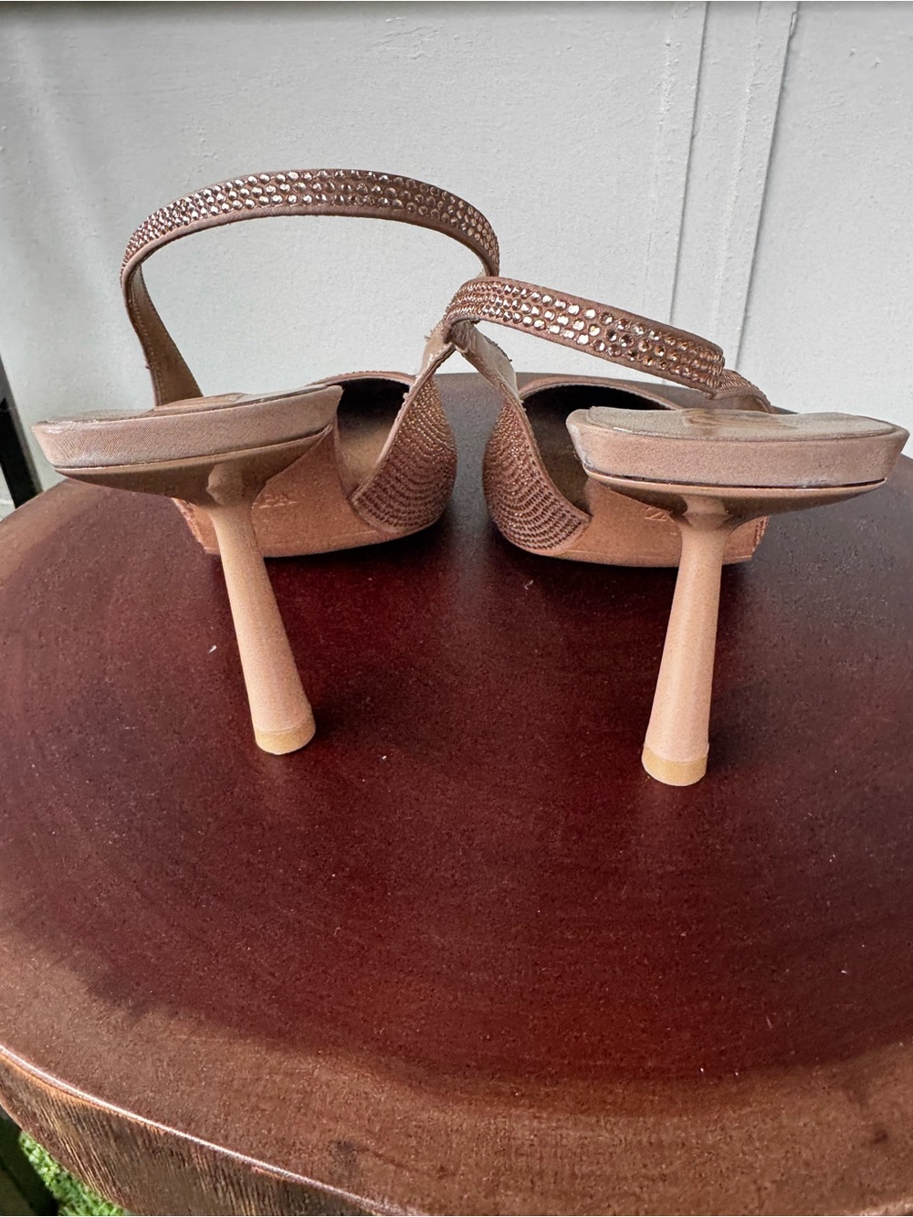 Zara Rose Gold Crystal Slingback Heels - Picture 3 of 6